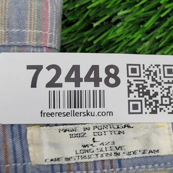 Vintage LEVIS Poplin Button Shirt Large 22x30 Blue Western - Picture 7 of 13